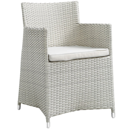 Junction Five PCS Outdoor Patio Dining Set, White, Synthetic Rattan, Fabric