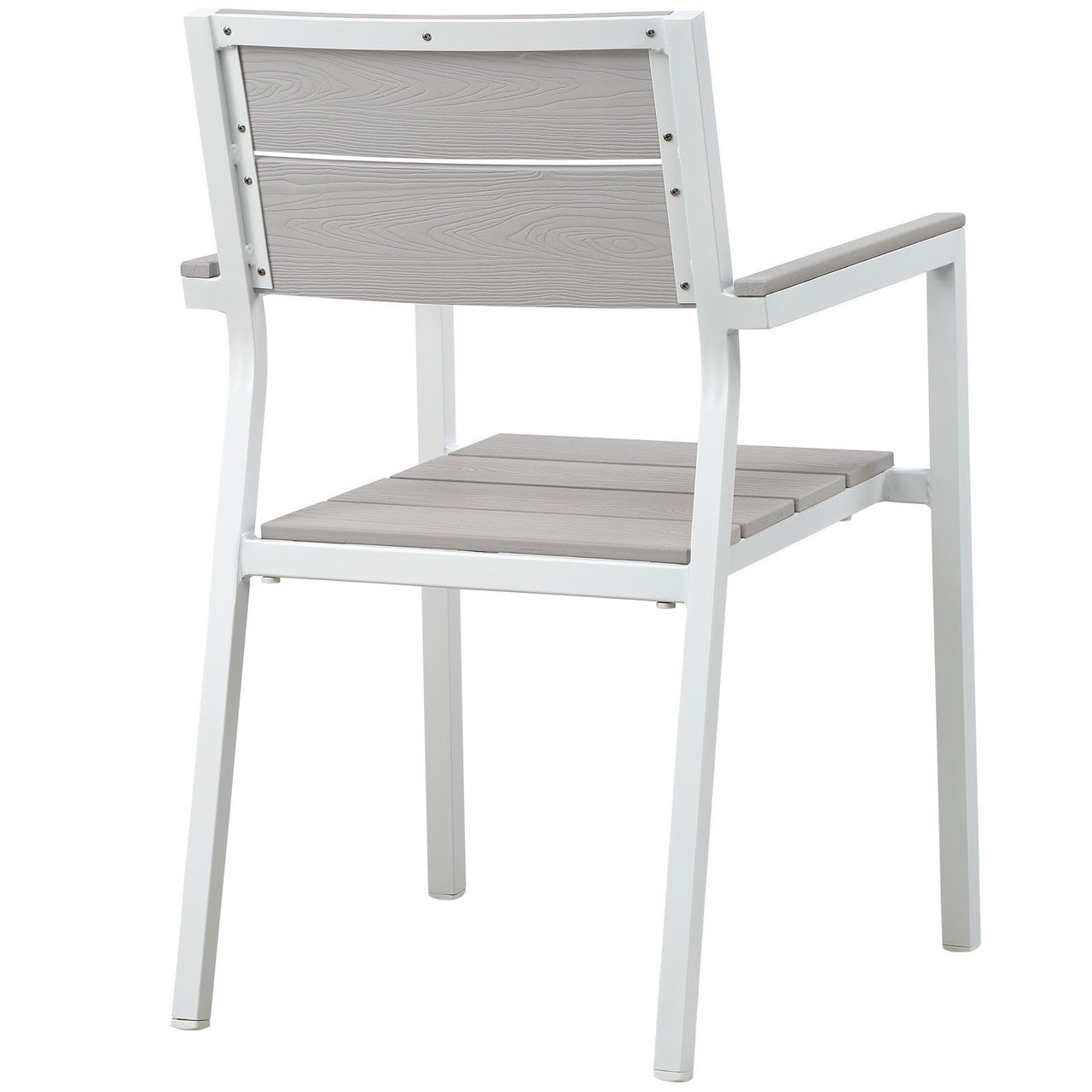 Maine 5 Piece Outdoor Patio Dining Set, White Light Grey Steel