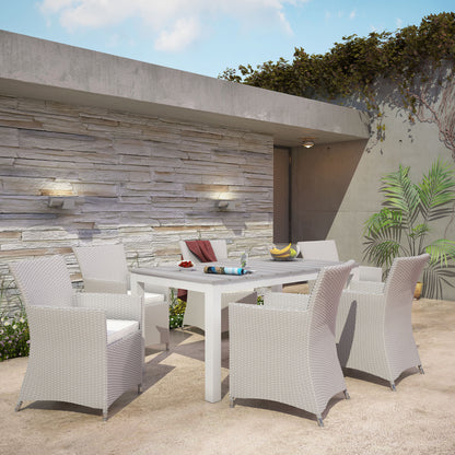 Junction 7 Piece Outdoor Patio Dining Set, Gray White Plastic
