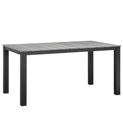 Maine 7 Piece Outdoor Patio Dining Set, Brown Grey Steel