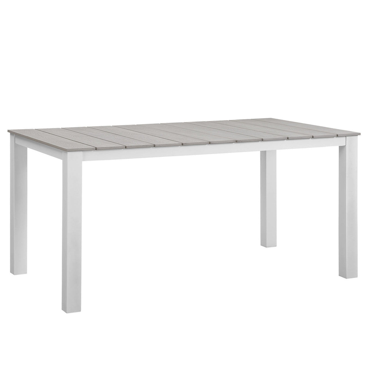 Maine 7 Piece Outdoor Patio Dining Set, White Light Grey Steel