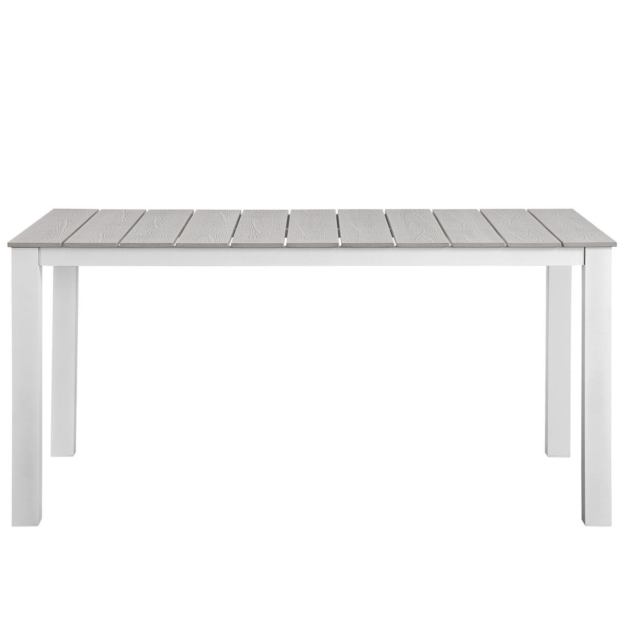 Maine 7 Piece Outdoor Patio Dining Set, White Light Grey Steel