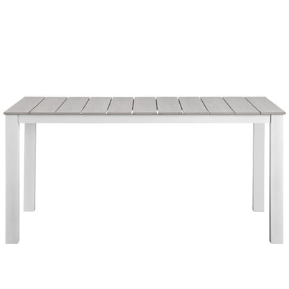 Maine 7 Piece Outdoor Patio Dining Set, White Light Grey Steel