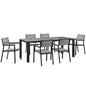 Maine 7 Piece Outdoor Patio Dining Set, Brown Grey, Steel