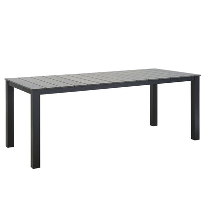Maine 7 Piece Outdoor Patio Dining Set, Brown Grey, Steel