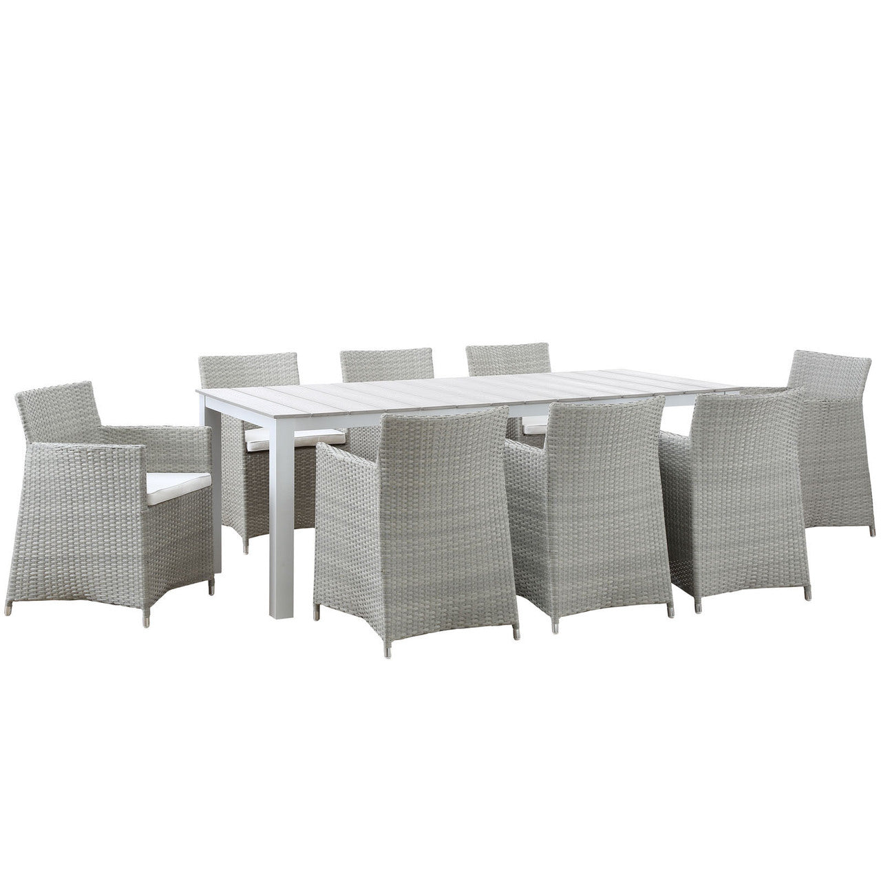 Junction 9 Piece Outdoor Patio Dining Set, Gray White Plastic