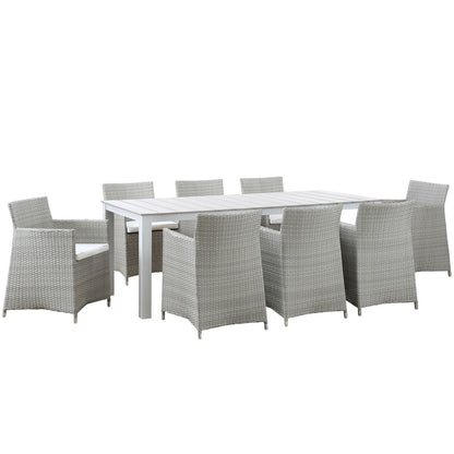 Junction 9 Piece Outdoor Patio Dining Set, Gray White Plastic