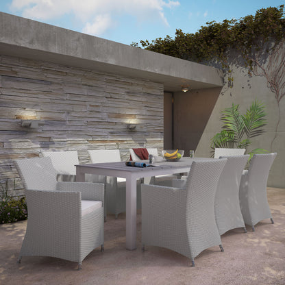 Junction 9 Piece Outdoor Patio Dining Set, Gray White Plastic
