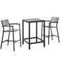 Maine 3 Piece Outdoor Patio Dining Set, Brown Grey, Steel