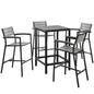 Maine 5 Piece Outdoor Patio Dining Set, Brown Grey, Steel