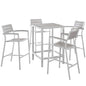 Maine 5 Piece Outdoor Patio Dining Set, White Light Grey, Steel