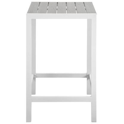 Maine 5 Piece Outdoor Patio Dining Set, White Light Grey, Steel