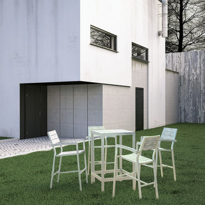 Maine 5 Piece Outdoor Patio Dining Set, White Light Grey, Steel