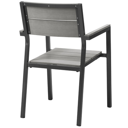 Maine 3 Piece Outdoor Patio Dining Set, Steel Brown Grey