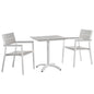 Maine 3 Piece Outdoor Patio Dining Set, Steel White Light Grey