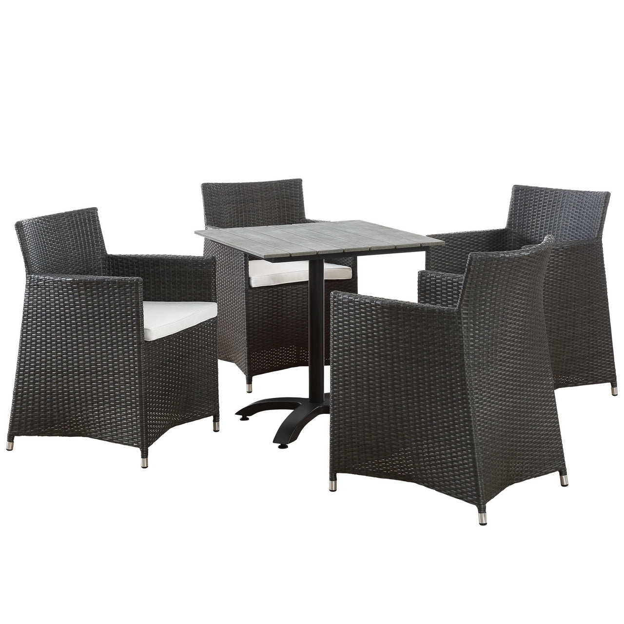 Junction 5 Piece Outdoor Patio Dining Set, Brown White Plastic