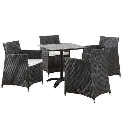 Junction 5 Piece Outdoor Patio Dining Set, Brown White Plastic
