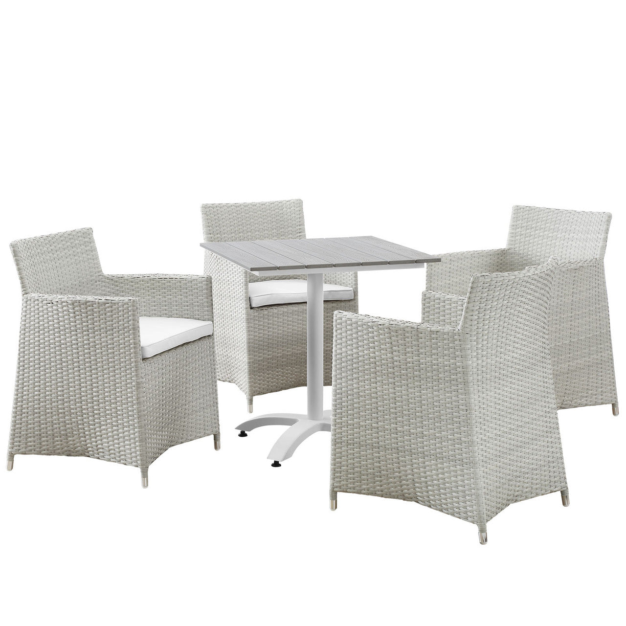 Junction 5 Piece Outdoor Patio Dining Set, Gray White Plastic