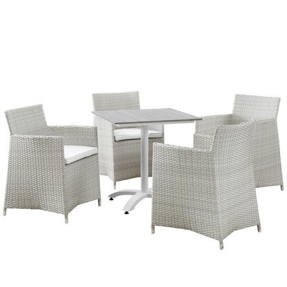 Junction 5 Piece Outdoor Patio Dining Set, Gray White Plastic