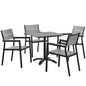 Maine 5 Piece Outdoor Patio Dining Set, Steel Brown Grey