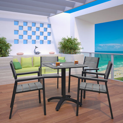 Maine 5 Piece Outdoor Patio Dining Set, Steel Brown Grey