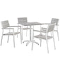Maine 5 Piece Outdoor Patio Dining Set,  Steel White Light Grey