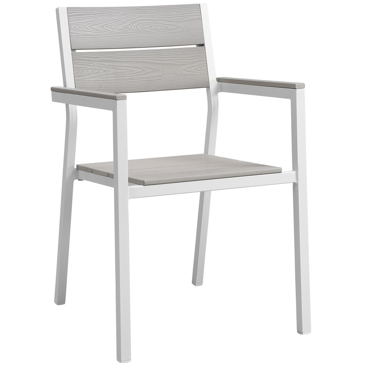 Maine 5 Piece Outdoor Patio Dining Set,  Steel White Light Grey