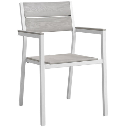 Maine 5 Piece Outdoor Patio Dining Set,  Steel White Light Grey