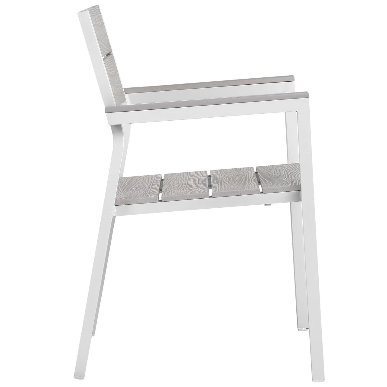 Maine 5 Piece Outdoor Patio Dining Set,  Steel White Light Grey