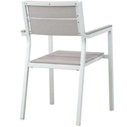 Maine 5 Piece Outdoor Patio Dining Set,  Steel White Light Grey