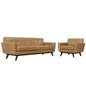 Engage 2 Piece Leather Living Room Set, Tan, Leather