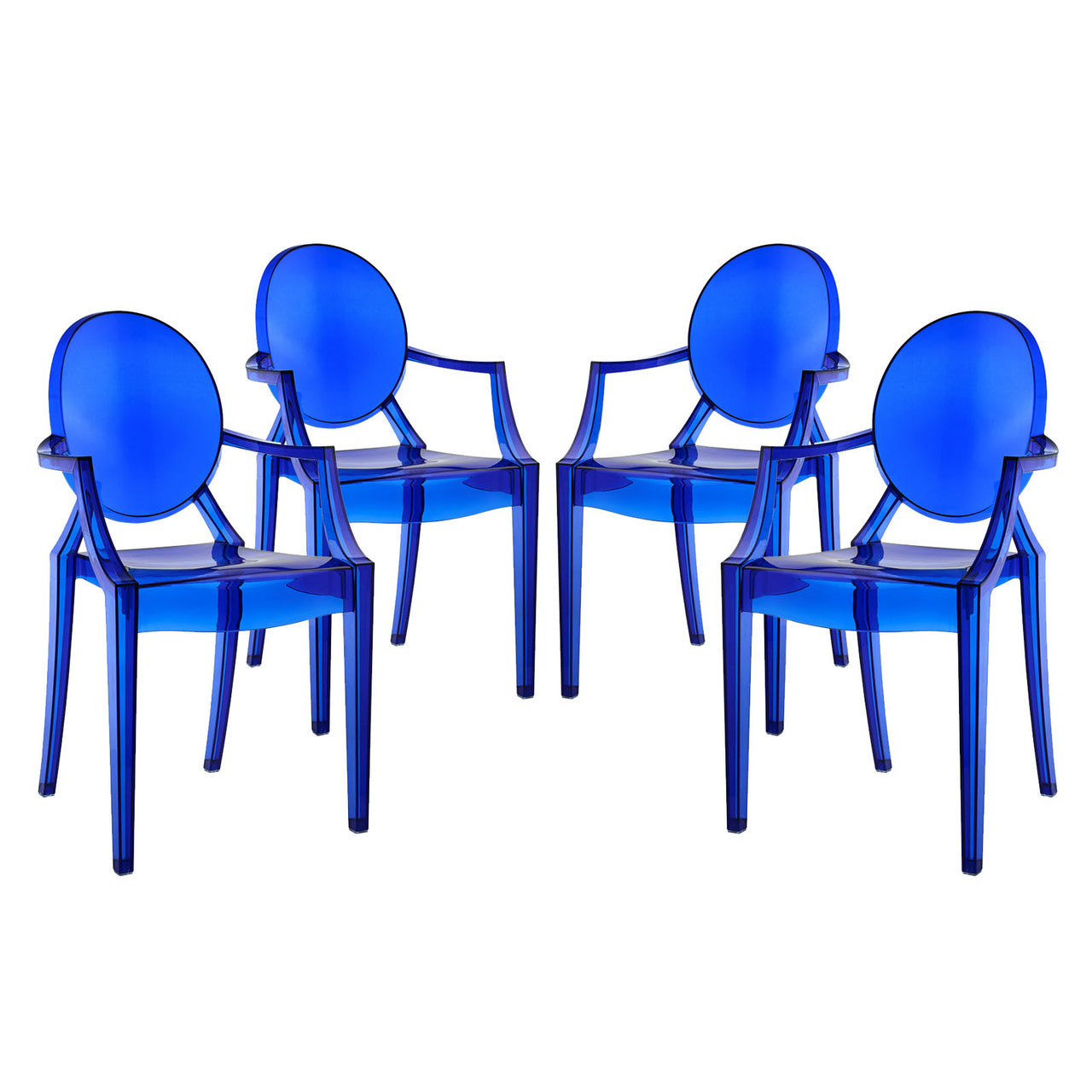 Casper Dining Armchairs Set of 4, Blue Plastic