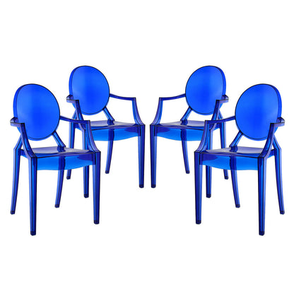 Casper Dining Armchairs Set of 4, Blue Plastic