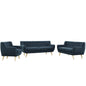Remark Three PCS Living Room Set, Navy, Fabric, Plywood