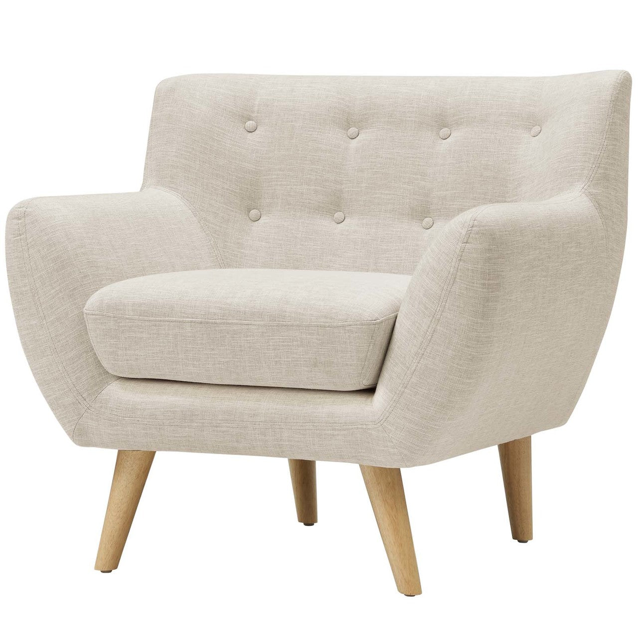 Remark 3 Piece Living Room Sofa and Loveseat and Armchair Set, Fabric, Beige 13294