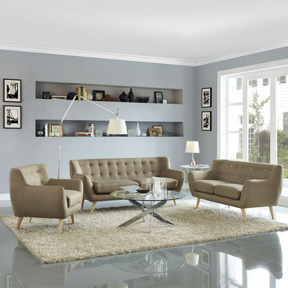 Remark Three PCS Living Room Set, Brown, Fabric, Plywood