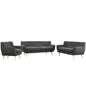 Remark Three PCS Living Room Set, Grey, Fabric, Plywood
