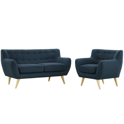 Remark 2 Piece Living Room Set, Navy Fabric