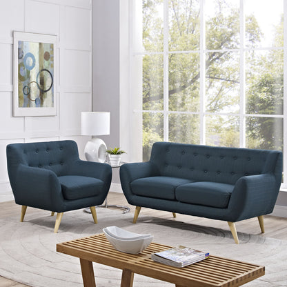 Remark 2 Piece Living Room Set, Navy Fabric