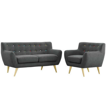 Remark Two PCS Living Room Set, Grey, Fabric, Plywood
