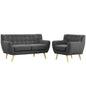 Remark Two PCS Living Room Set, Grey, Fabric, Plywood