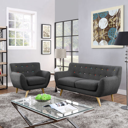 Remark Two PCS Living Room Set, Grey, Fabric, Plywood