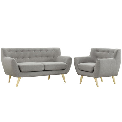 Remark Two PCS Living Room Set, Grey, Fabric, Plywood 1783
