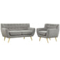 Remark Two PCS Living Room Set, Grey, Fabric, Plywood 1783