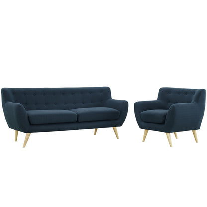 Remark Two PCS Living Room Set, Navy, Fabric, Plywood