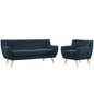 Remark Two PCS Living Room Set, Navy, Fabric, Plywood