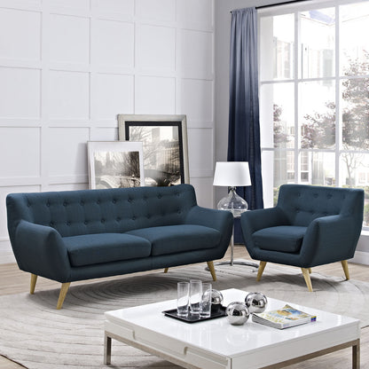 Remark Two PCS Living Room Set, Navy, Fabric, Plywood