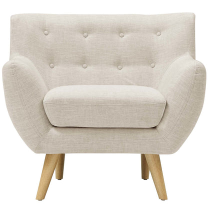 Remark 2 Piece Living Room Sofa and Armchair Set, Fabric, Beige 13296