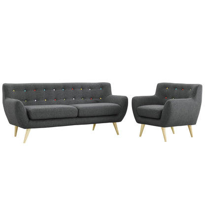 Remark Two PCS Living Room Set, Grey, Plywood, Fabric