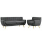 Remark Two PCS Living Room Set, Grey, Plywood, Fabric